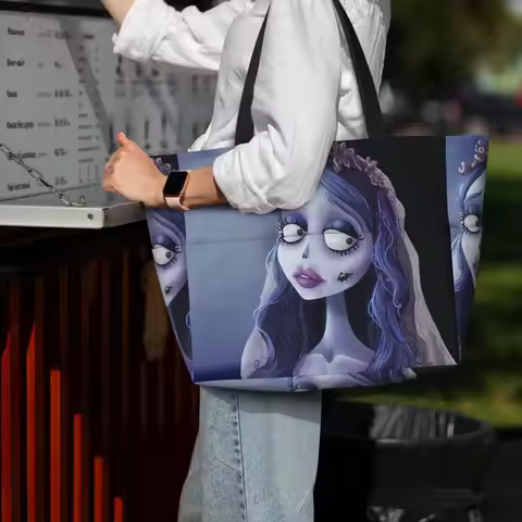 Emily The Corpse Bride Beach Tote Bag Sport Gym Yoga Duffle Large Tote Bag Women Travel Bag Fitness 