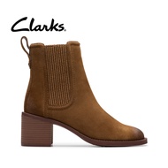 Clarks Womens Chamberly Top Chelsea Boots - Walnut Suede