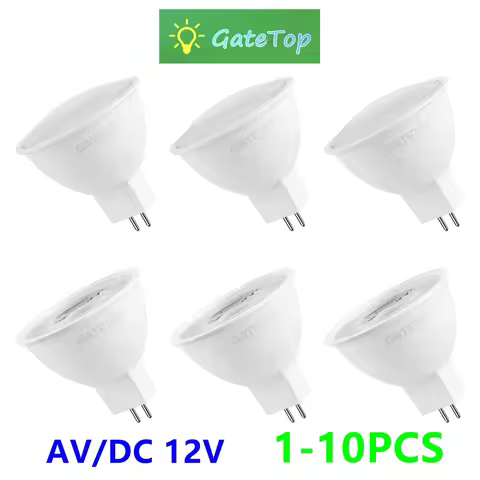 1-10PCS LED low voltage spotlight GU5.3 MR16 AC/DC 12V non-flickering warm white light 3W-7W can rep