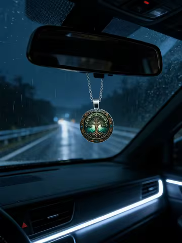 Exquisite vintage-style Tree of Life pendant, stainless steel chain, car rearview mirror charm, symb