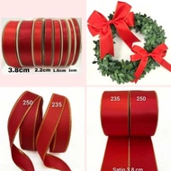 MERAH Premium 10 YARD & 25 YARD - RED RIBBON WITH GOLD LIST
