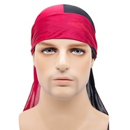 Hot Selling Simulated Silky Durag Color Matching Long Tail Turban Cap Silky Durag