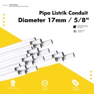 PUTIH HITAM Small 5/8 17mm PVC Electrical Pipe Per 1 Meter White Black Quality