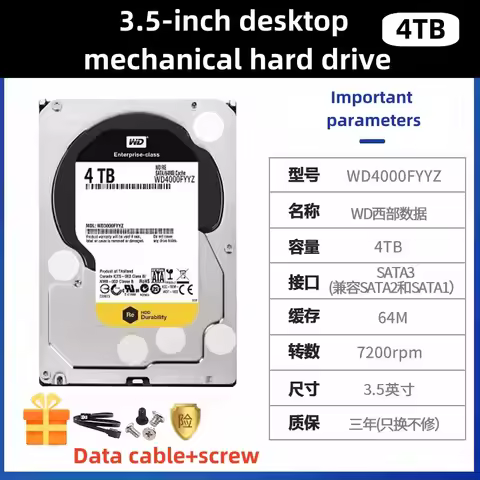 90% New 2-4TB WD_Black 3.5" Gaming NAS Internal Hard Drive HDD 7200 RPM, SATA 3 6 Gb/s, CMR,64 MB Ca