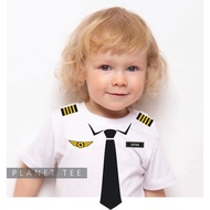 Baju PILOT T-Shirt Cotton Kids Budak Pilot Shirt Captain Kapten