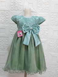 INTAN-FASHION DRESS/GAUN ANAK PEREMPUAN HIJAU SAGE/BAJU ULANG TAHUN /BAJU BAYI PEREMPUAN