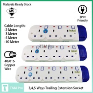 2000WATT 10METER HEAVY DUTY 5 GANG TRAILING SOCKET EXTENSION SOCKET 3C 40/016 Flexible Cable SIRIM 100% Pure Copper