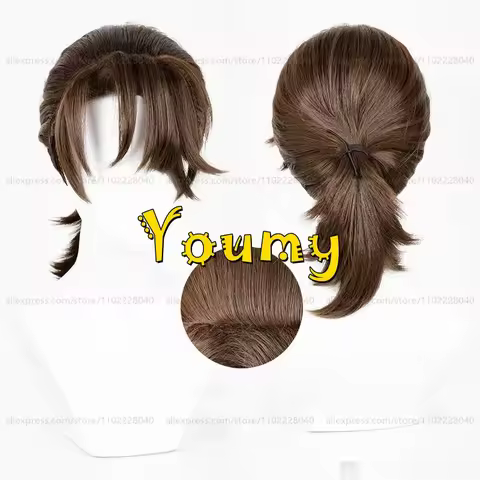 IDV Mercenary Naib Subedar Wig with Pigtail Men 42cm Short Brown Wig Cosplay Anime Wigs Heat Resista