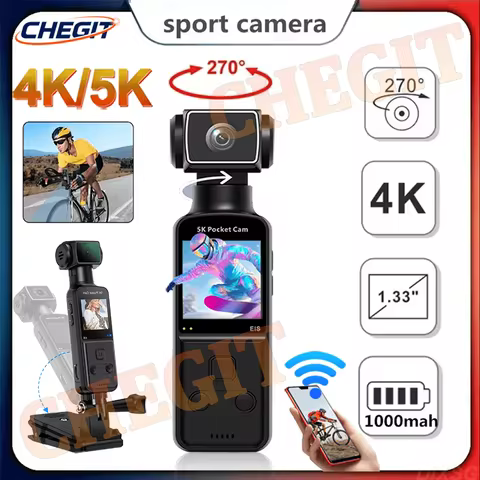 1.33Inch LCD Screen Pocket 5K/4K Ultra HD EISAction Camera Rotating Len Wifi Record Outdoor DV Sport