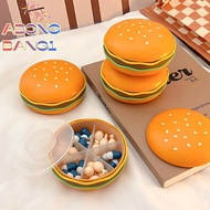 [abongbang1S] 2/3/6 Grid Hamburger Pill Box Portable Medicine Dispensing Box Three Meals A Day Seven