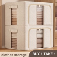 [Buy 1 Free 1] 40L/80L/100L Foldable Clothes organizer with steel frame underwear storage box Wardro