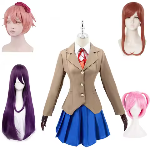 Anime Doki Doki Literature Club Monika Cosplay Sayori Yuri Natsuki Cosplay Costume School Women Unif