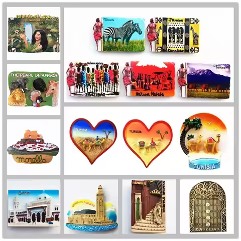 Algeria Seychelles Morocco Tunisia Tanzania Uganda Magnets Fridge Magnetic Tourist Souvenir Decorati
