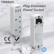 TESSAN TS222 2 Way Extension Plug Power Socket Adapter With 3 USB Port Output 3A Fast Charging，Wall Socket  Extension 13A UK 3 Pin Extension Power Socket Adapter（Gray-White）