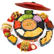 Taco Tuesday Kit, Taco Bar Serving Set for a Party with 3-Temp Control, 33oz Heated Pot, 6 Removable