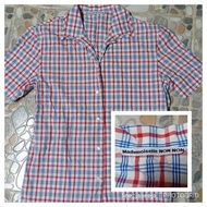 A1083(T100) Plaid Short-Sleeved Shirt Chest Size: 39" Length: 26" Sleeve Circumference: 6" Long Slee