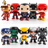 FUNKO POP 10pcs/set DC Justice League Marvel Avengers Hulk Iron Man Spiderman Logan Model Action Toy