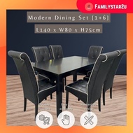 familystar2u - Black Modern Dining Set 4 6 8 seater Solid Dining with Parson Chair / Meja Makan 6 orang / Furniture