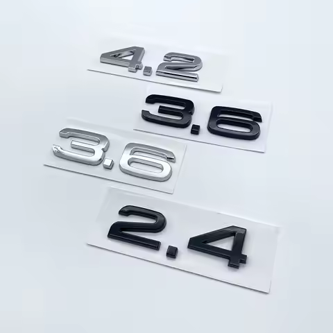 4.2 3.6 2.4 3D Metal Chrome Black Letters Numbers Emblem Car RearTrunk Badge Sticker Accessories For