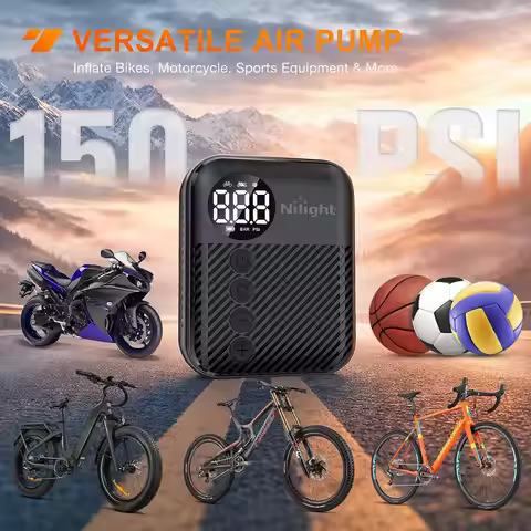 Nilight Tire Inflator Portable Air Compressor Cordless Bike Pump Mini Bike Pump With Gauge Fast Infl