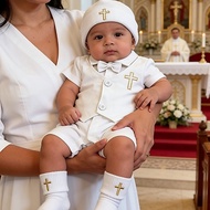 Baptismal Outfit for Baby Boy Pure Cotton Romper Gentleman Baby Boss Outfit 1 Year Old Costume Chris