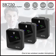 SK750 Wireless Lavalier Microphone Dual Transmitter Noise Cancelling Mic for Camera Phone & PC