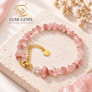 Lumigems Quartz Feng Shui Stone Bracelet Rose Quartz Crushed Stone Bracelet Attracting Luck