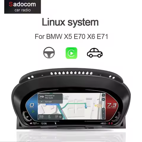 HUB 12.3'' Car Anti-glare LCD Dashboard For BMW X5 E70 X6 E71 Speedometer Digital Instrument Cluster