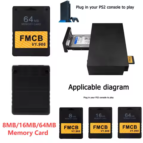 Free McBoot v1.966 Memory Card for Sony PS2 FMCB Game Saver 8MB/16MB/32MB/64MB FMCB Extended Memory 
