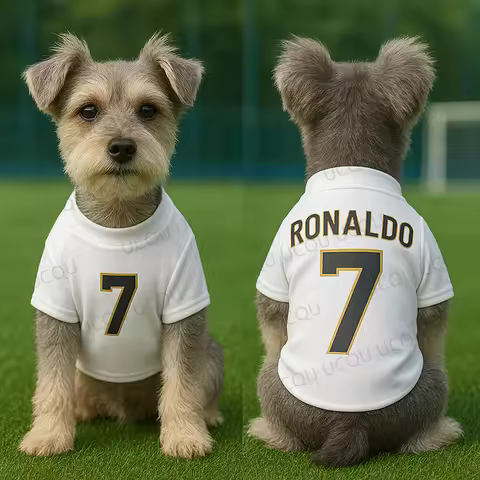 Ronaldo #7 Pet Soccer Jersey Vest Breathable Dog Clothes Football Legend Style Outfit for Small and 