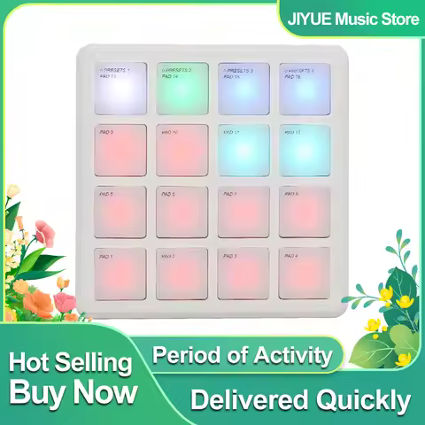 M-VAVE SK-16 SMC-PAD Wireless MIDI Pocket Pad Controller Strike Pad Controller 16 Pads Suitable Perc