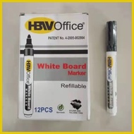 ✲ ⊙ ℗ Double H 12pcs/1box HBW White Board Marker Black Ink Refillable Whiteboard Marker Markers