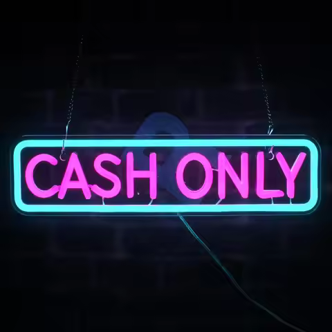Cash Only Neon Sign Business LED Neon Light Sign For Door Decorations Shop Hotel Mall Supermarket Ho