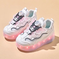 Kuromi อะนิเมะ Kawaii MINISO เด็ก Roller รองเท้าสเก็ตแฟชั่นกีฬากลางแจ้งเดินรองเท้า LED รองเท้าเด็กรอ