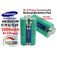 Rechargeable 18650 Battery Pack 11.1V 12.6V 2.0Ah 3S1P 2000mAh Lithium Ion Triangle Shape Custom Wit