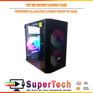 YGT M2 (Black & White) Side Panel Tempered Glass Micro Gaming Case