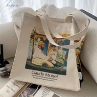 ANDCICI | Oil Painting Zipper Canvas Bag Shoulder Bag