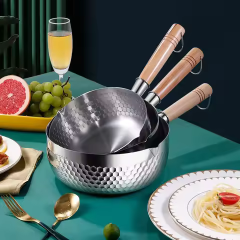 Japanese Saucepan Yukihira Non-Stick Stainless Steel Milk Pots Soup Pot Kitchen Cooking Pan with Woo