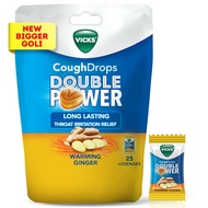 Vicks, Cough Drops, VapoDrops, Double Power, Long Lasting Throat Irritation Relief, Cooling Menthol/