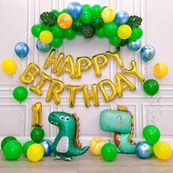 HPBD Dinosaur Balloon Set with Gold Letters
