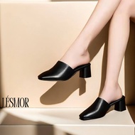 OL daily mid heel soft pu half cuver pump shoes sandal shoes