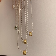 [miaom] suzyacc kr Niche Design High-End Gold Silver Double Ring Diamond Necklace 2026 New Style Cla