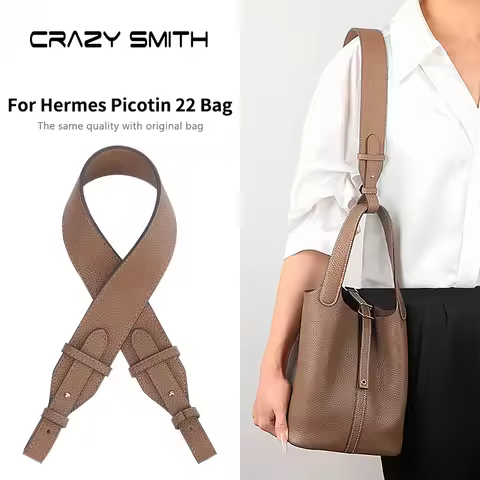 CRAZYSMITH Genuine Leather Shoulder Bag Strap for Hermes Picotin 22 Bag Soft Shoulder Straps Replace