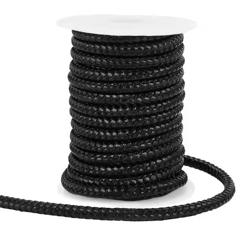 10 Yards Round Braided Leather Cord 8mm Leather Rope Black Jewelry Craft Cord Tie Cording Leather St