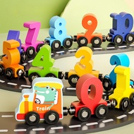 Magnetic Train Toy Number Animals Fruits Train Wooden Train Toys Puzzle Learning Assembly Toys