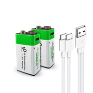 USB 9V Lithium ion Rechargeable Battery, High Capacity 650mAh Rechargeable 9V Battery, 1.5 H Fast Ch