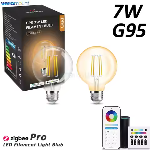 Zigbee LED Bulb Light E27 220V 7W G95 Smart Dimmable 2.4G Remote Classic Retro Edison Filament Vinta