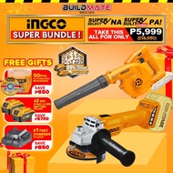 BUILDMATE Ingco BRUSHLESS Cordless Angle Grinder CAGLI10022 | 2PCS/SET Combo Kit Li-Ion Cordless 20V