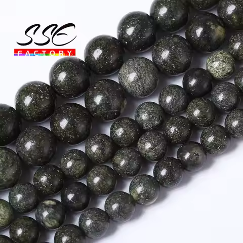Natural Stone Green Seraphinite Jaspers Beads For Jewelry Making Round Loose Beads DIY Bracelet Neck