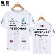 เสื้อยืดแขนสั้นผ้าไหมน้ำแข็งแห้งเร็ว Mercedes AMG Petronas F1 Team เสื้อผ้าแข่งรถสำหรับผู้ชาย แฟชั่น